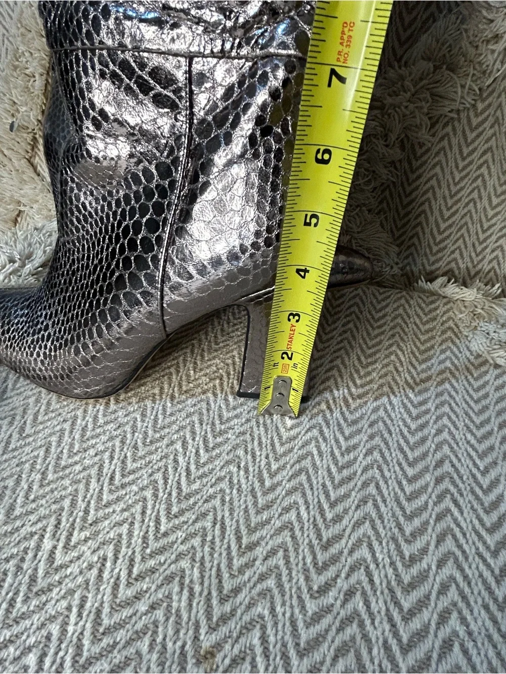 Michael Shannon Metallic Black Snake-Embossed Over-the-Knee Boots
